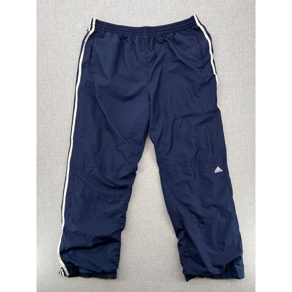 VTG Y2K Adidas ClimaProof Track Pants Men 2XL Navy 3 Stripe Retro Trackies